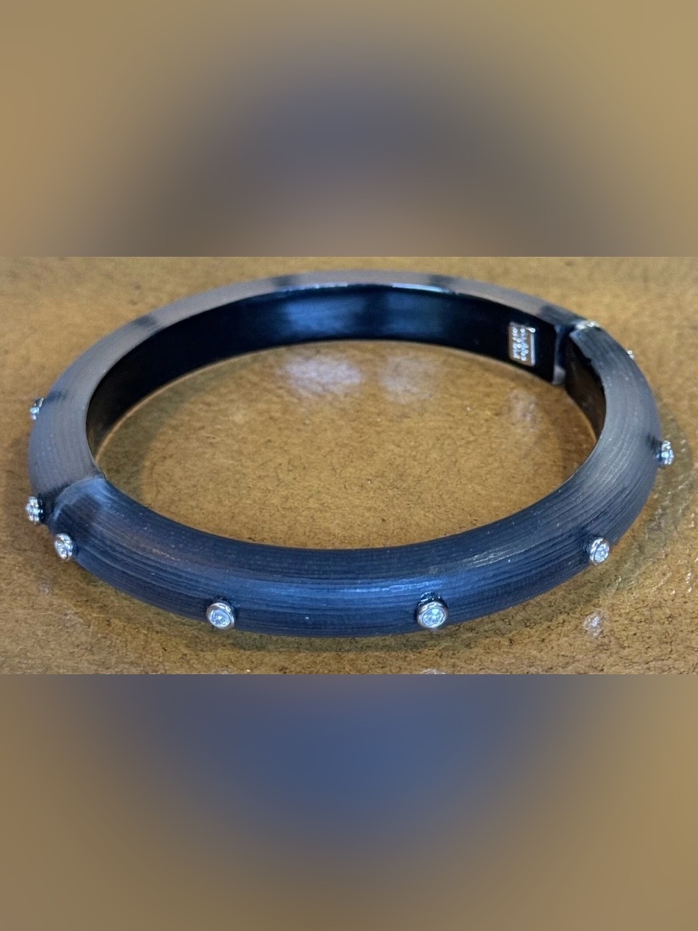 Alexis Bittar Gray Bangle Bracelet with Crystal Accents